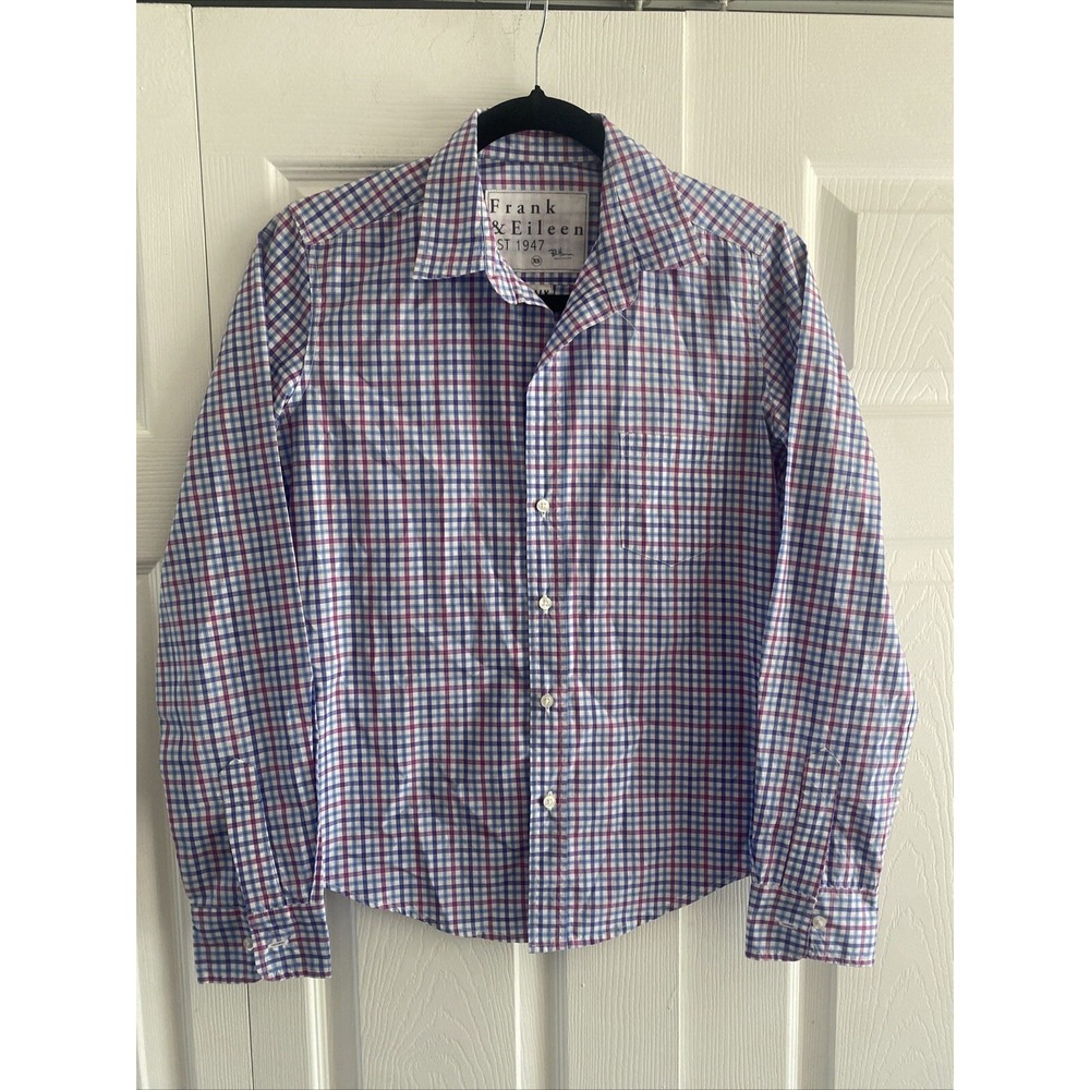 Frank & Eileen Barry Button Up Womens Size XS Blue Plaid Cotton Ron Herman Shirt